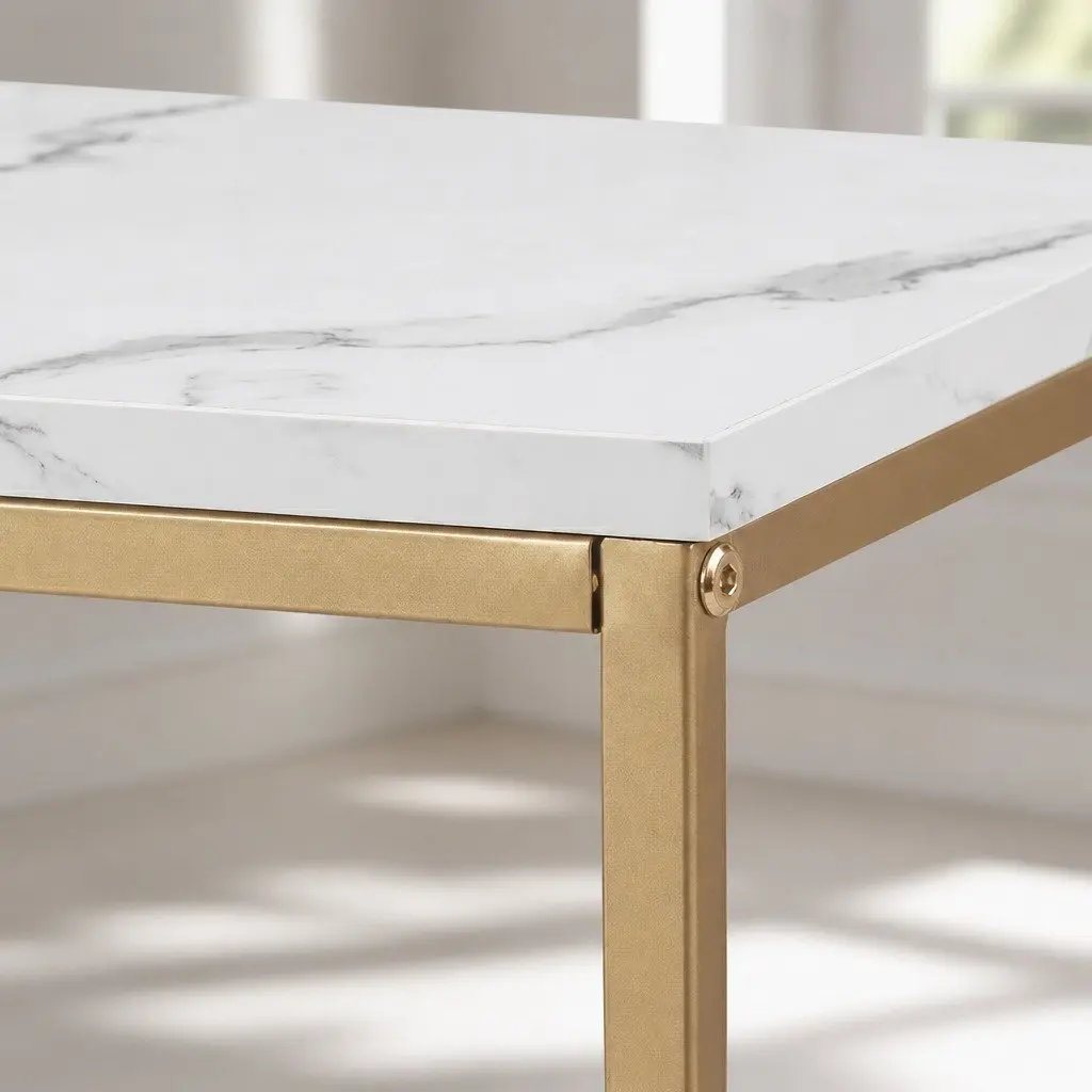 Console Table with Marble and Gold Frame