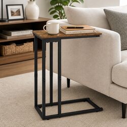 Reliable C Shaped End Table with Waterproof Surface