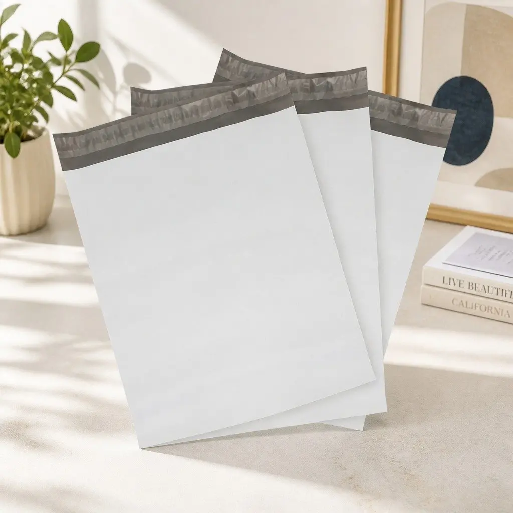 255x330mm White Poly Mailer Self-Sealing Bag 100 Pack
