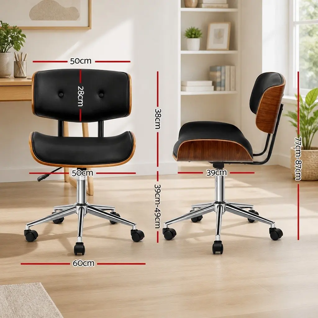Black Office Chair with Wooden Frame