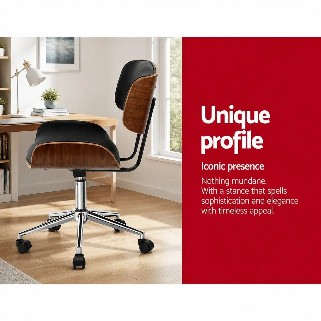 Black Office Chair with Wooden Frame