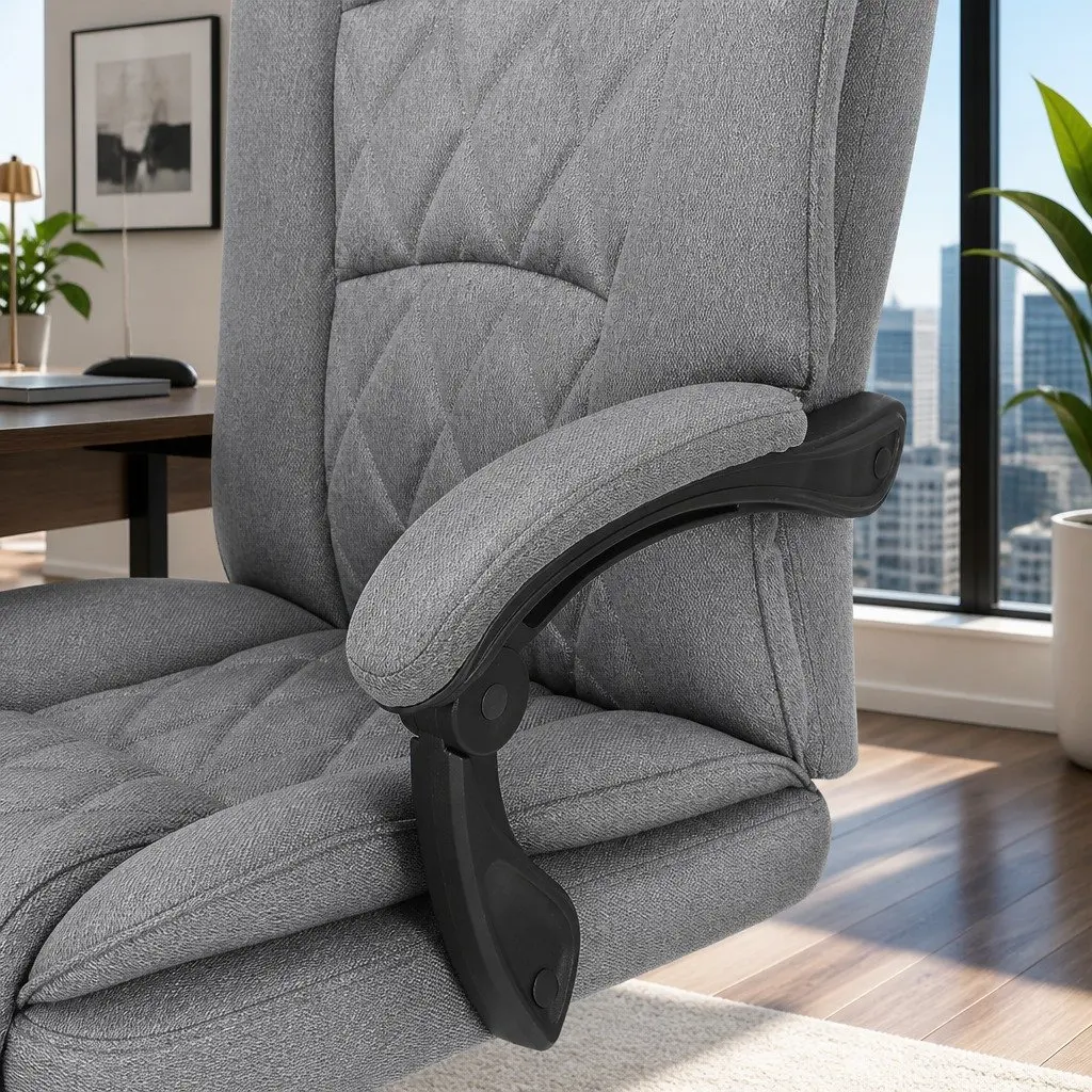 Executive Office Chair with Footrest Reclining Seat High Back Grey