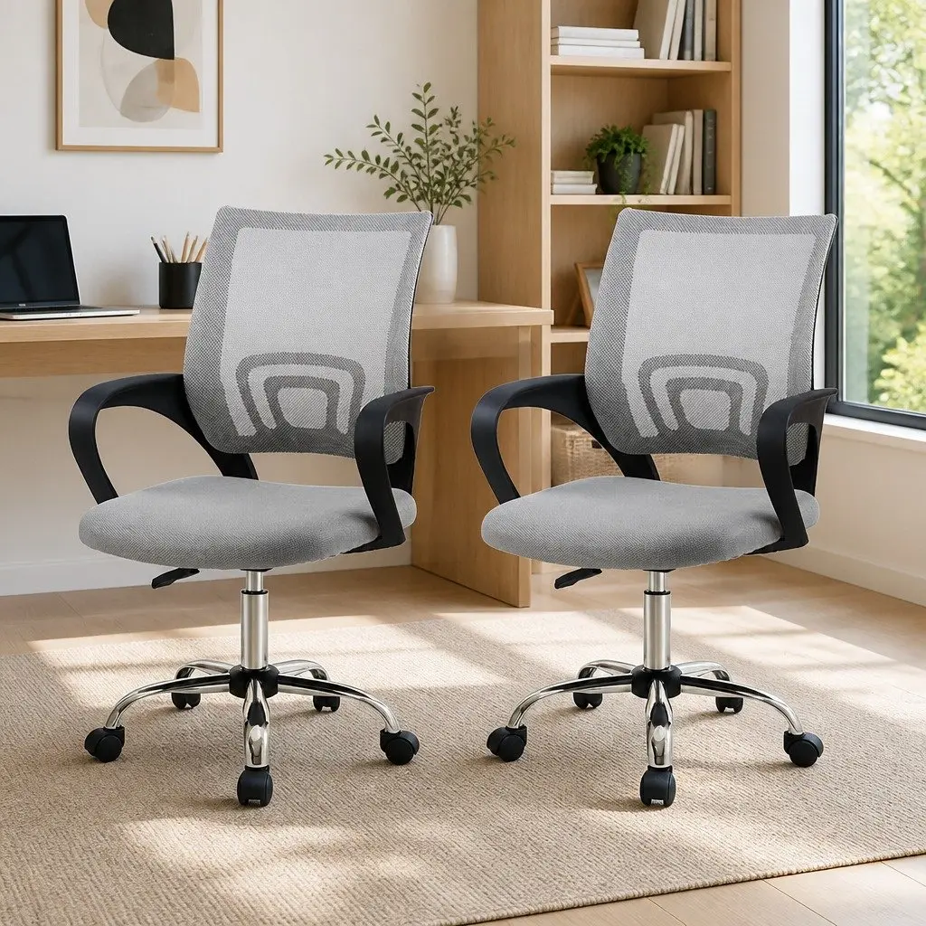Grey Mesh Office Chair with Lumbar Support