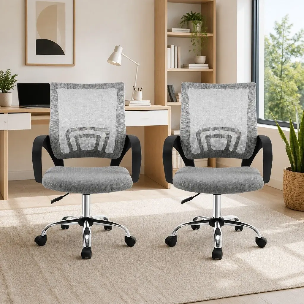 Mesh Office Chair Mid Back Grey Ergonomic Design 360 Rotatable Gas Lift