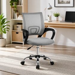 Reliable Grey Mesh Office Chair with Comfort Features