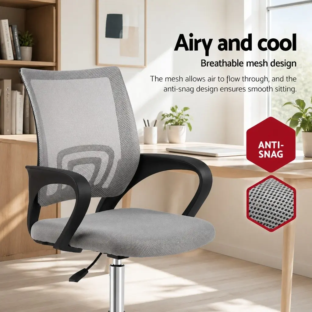 Mesh Office Chair Ergonomic Mid Back Grey 360 Swivel