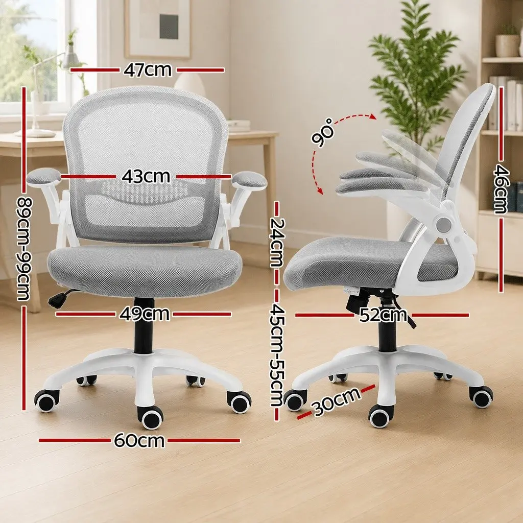 Office Chair Mesh Adjustable Mid Back Grey White