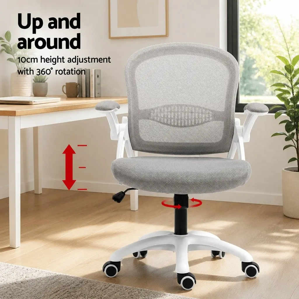Office Chair Mesh Adjustable Mid Back Grey White