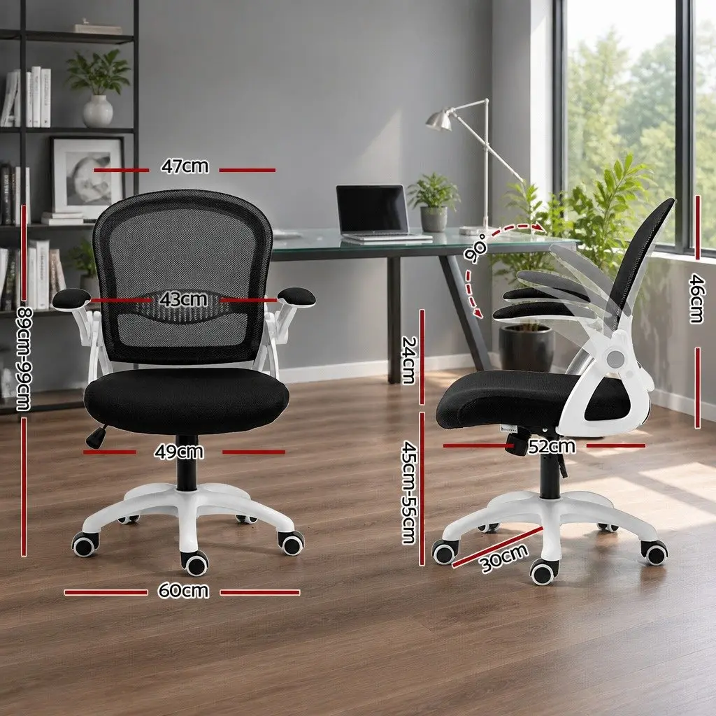 Mesh Office Chair Ergonomic Support Mid Back Adjustable Height Black