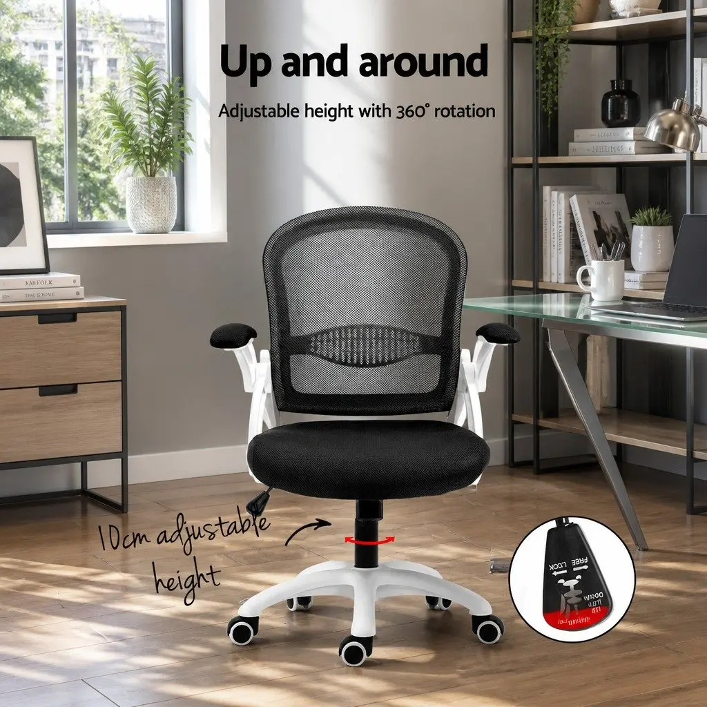 Mesh Office Chair Ergonomic Support Mid Back Adjustable Height Black