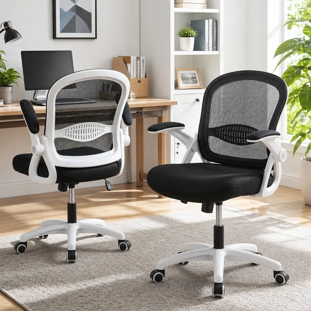 Mesh Office Chair Ergonomic Support Mid Back Adjustable Height Black