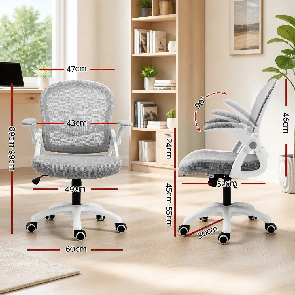 Mesh Office Chair Mid Back Adjustable Height Grey 360 Swivel Tilt