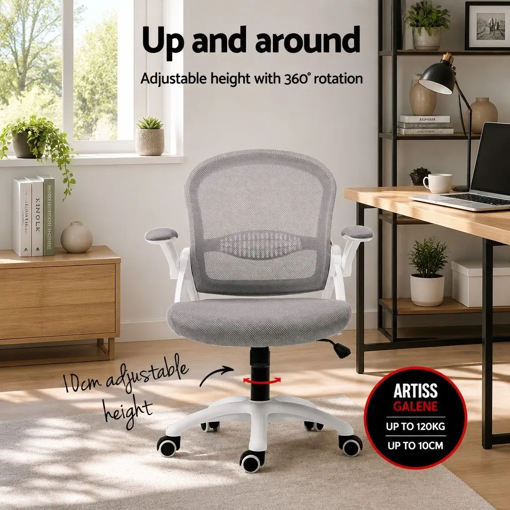 Mesh Office Chair Mid Back Adjustable Height Grey 360 Swivel Tilt