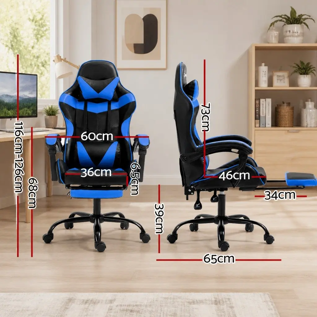 Gaming Office Chair Recliner with Footrest High-Back Desk Seat Adjustable