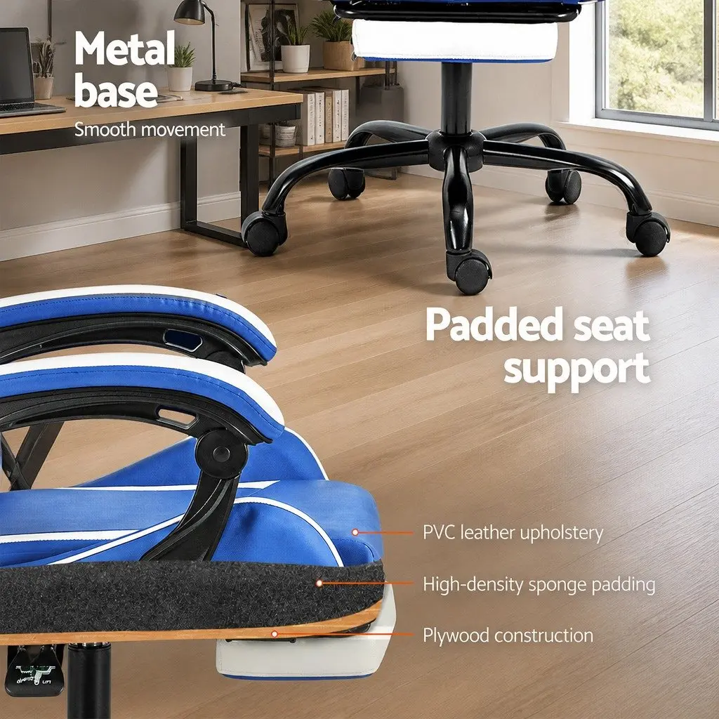 Gaming Chair in Blue & White