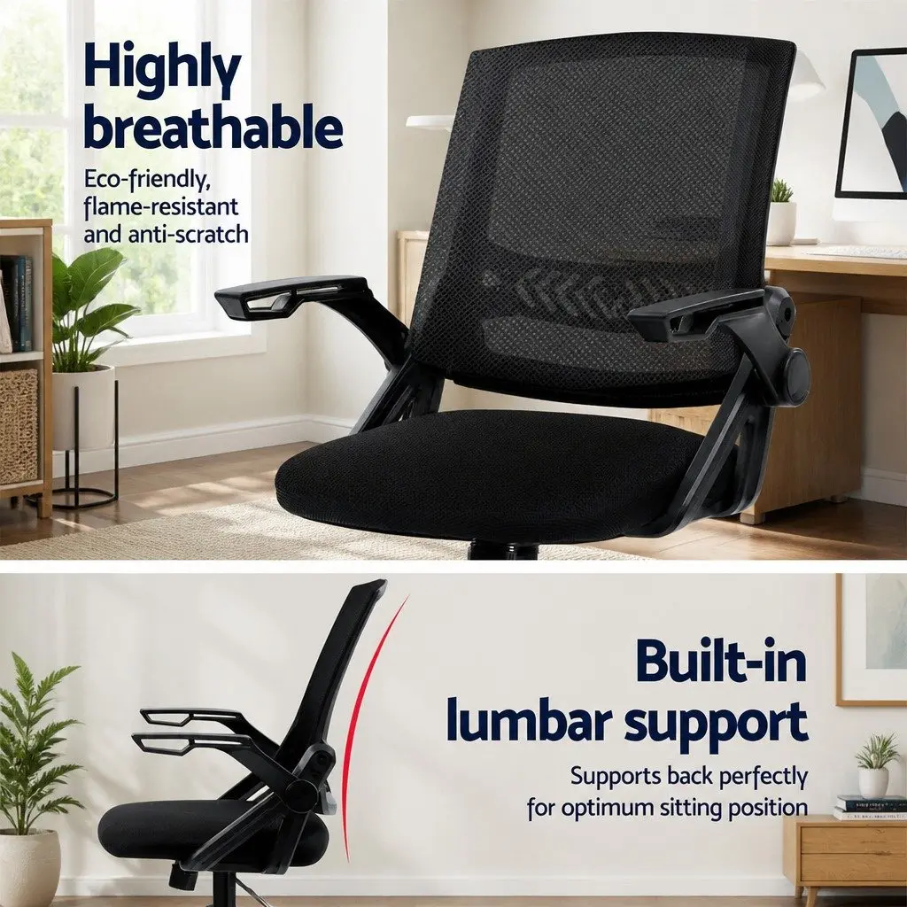 Drafting Stool Office Chair Mesh Black Adjustable Height Armrest Footrest