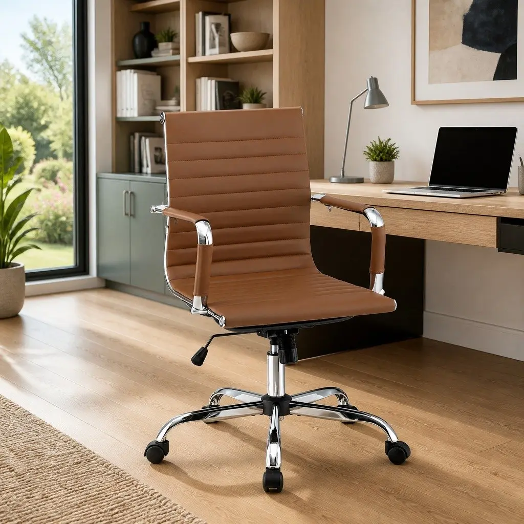 Office Chair with PU Leather and Chrome Base