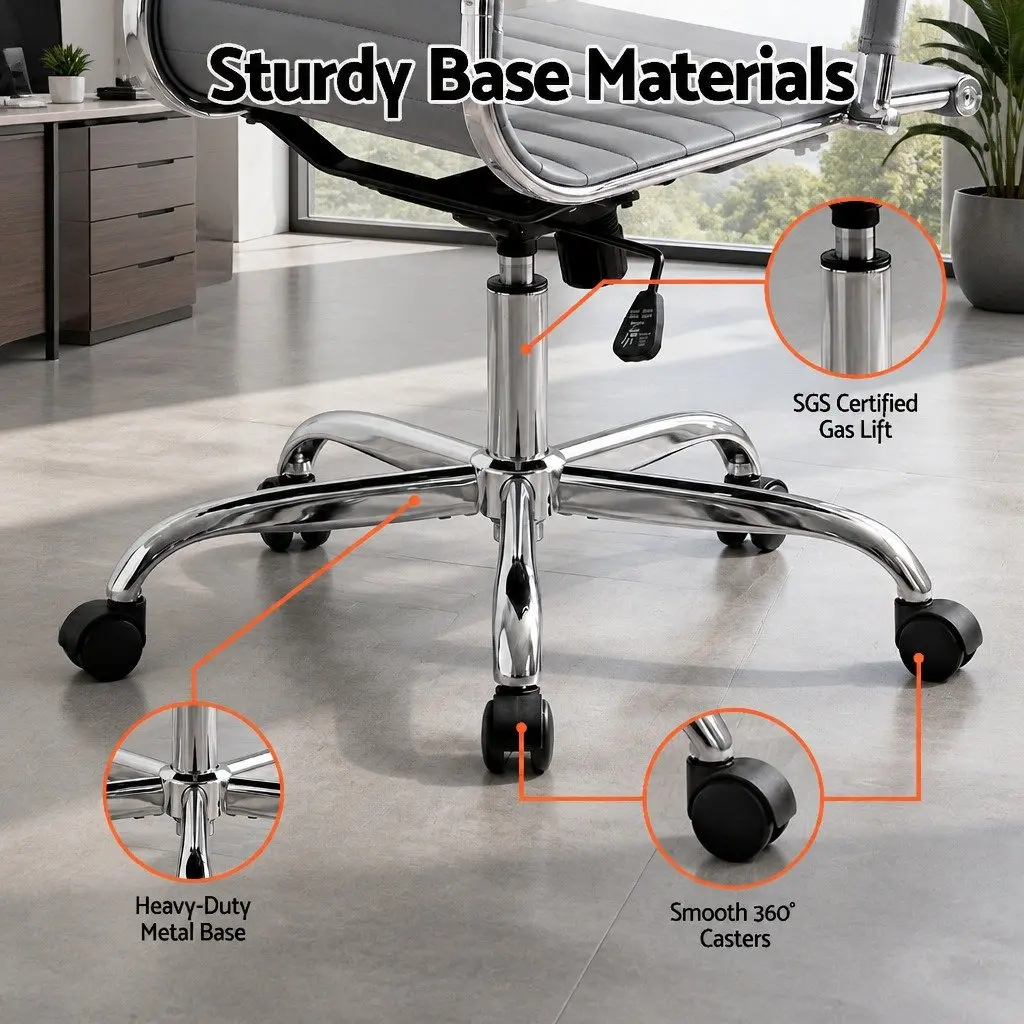 Mid Back Grey PU Leather Office Chair