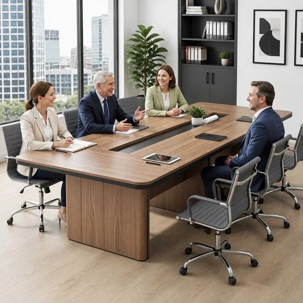 Mid Back Grey PU Leather Office Chair