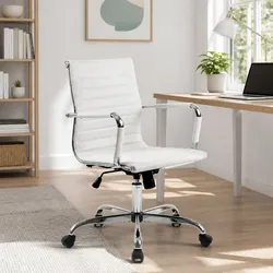 Comfortable Mid Back Office Chair in White