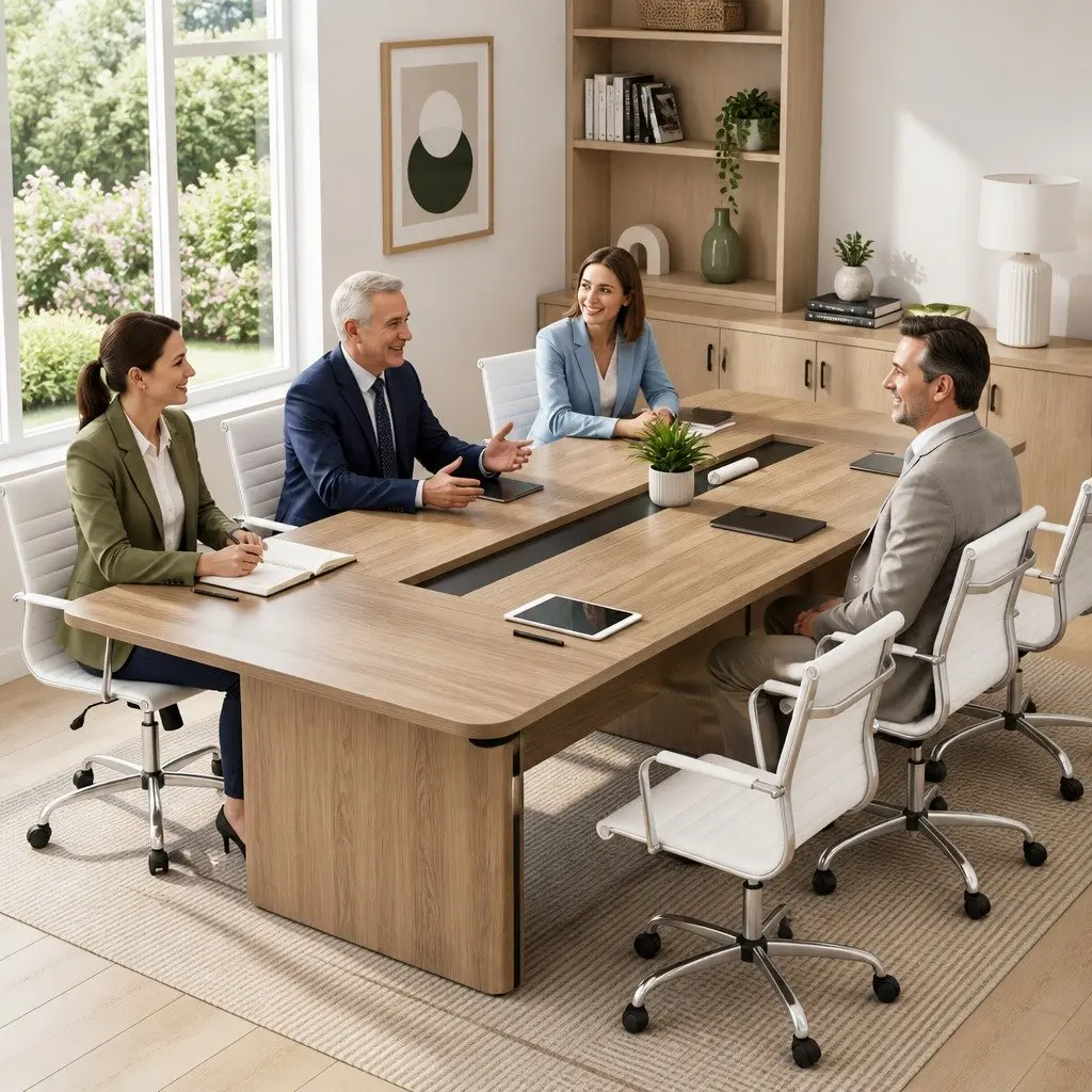 Office Chair Mid Back Swivel Desk Seating White Leather