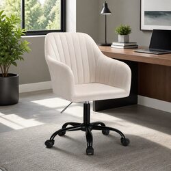 Comfortable and Functional Cream Velvet Office Chair