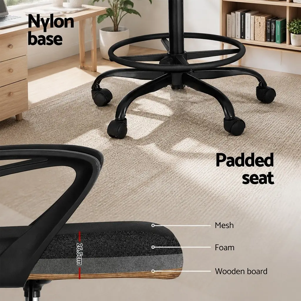 Drafting Stool Mesh Office Chair Standing Desk Computer Seat Black Adjustable