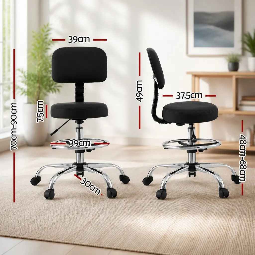 Office Drafting Chair Ergonomic Adjustable Height Swivel Black