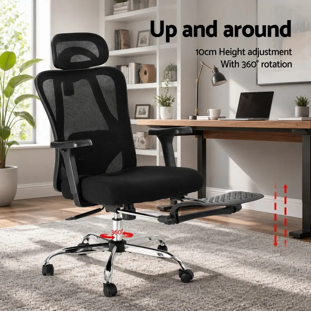 Ergonomic Mesh Office Chair High Back Adjustable Lumbar Support Footrest Black