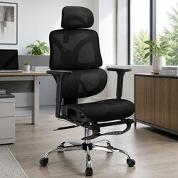 Ergonomic Office Chair High Back Footrest Mesh Adjustable Height Swivel Desk