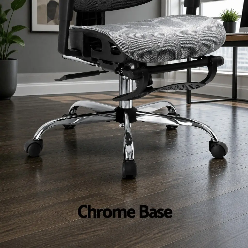 Ergonomic Office Chair High Back Mesh Adjustable Headrest Grey