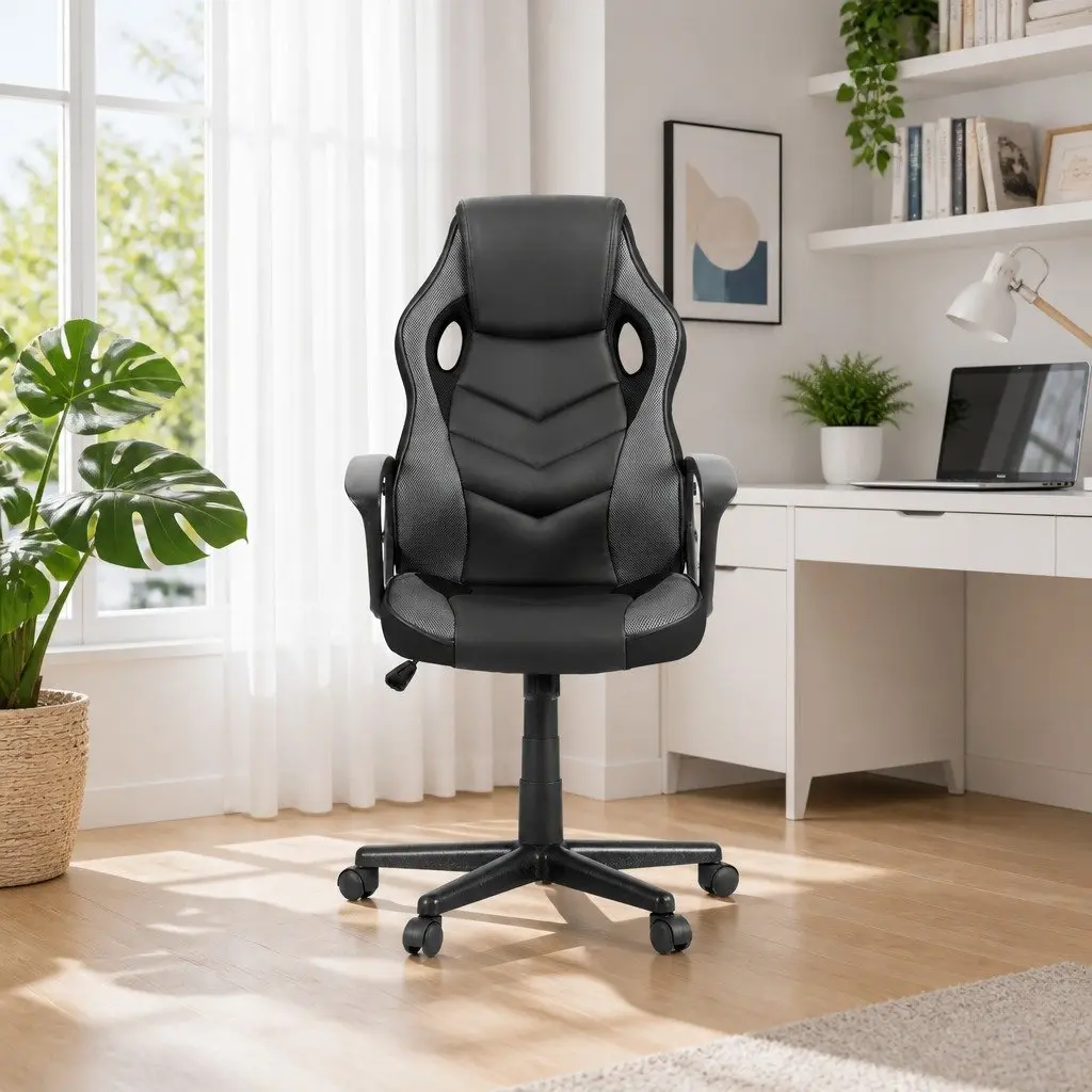 Gaming Office Chair High-Back Adjustable Height Grey