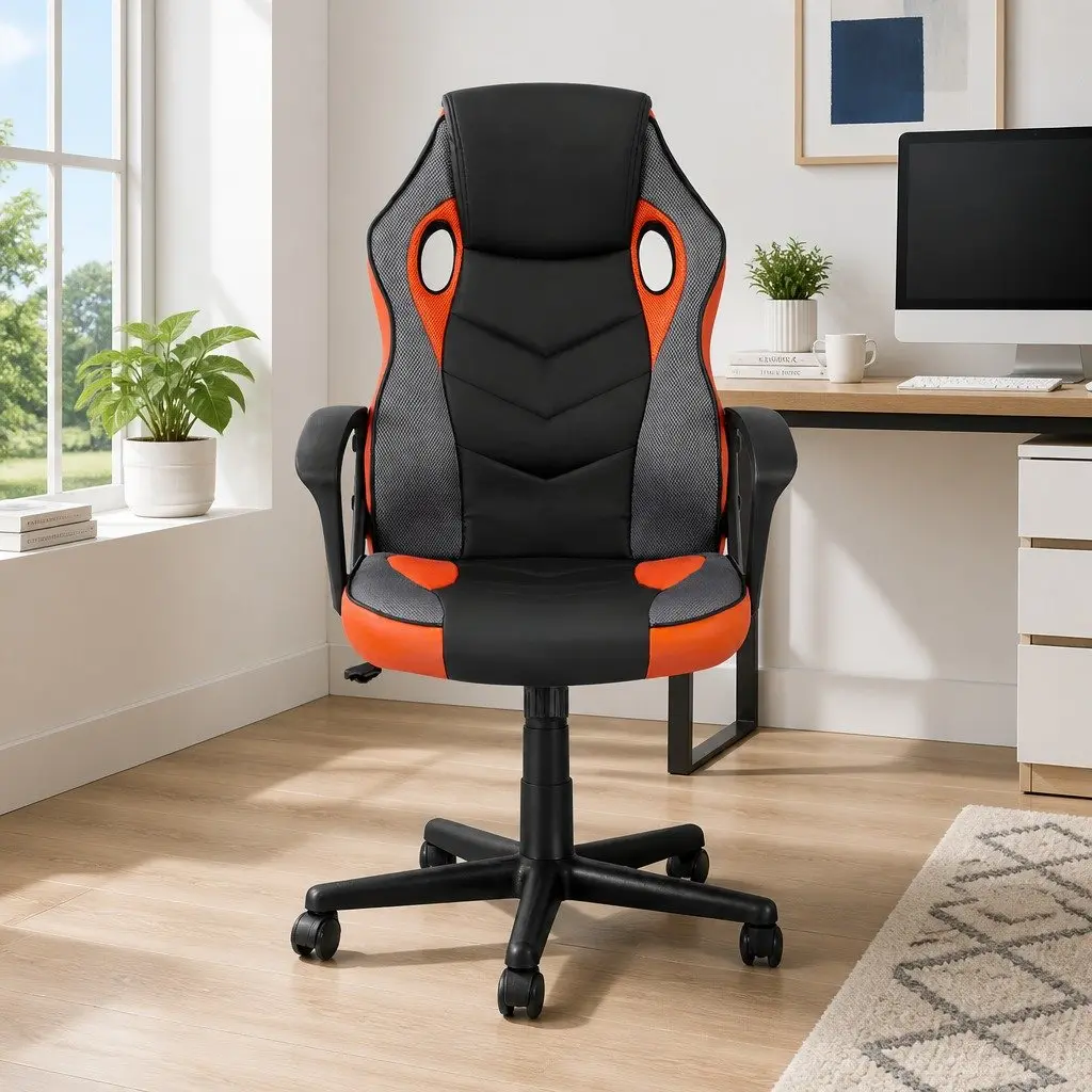 Gaming Office Chair High Back Adjustable Orange