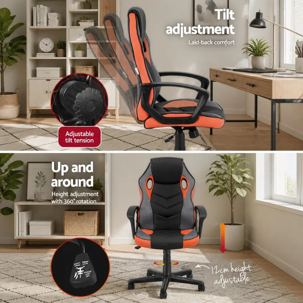 Gaming Office Chair High Back Adjustable Orange