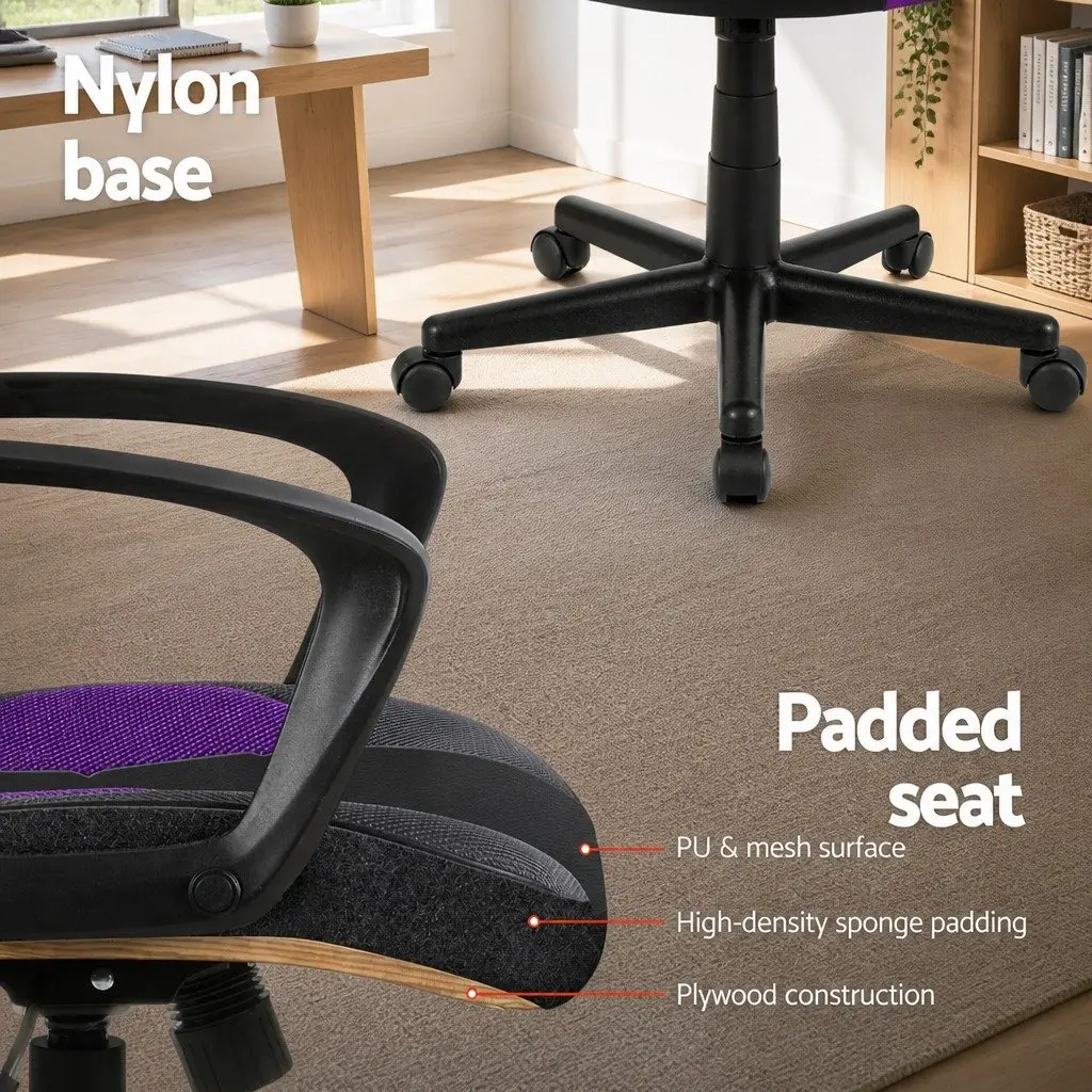 Gaming Office Chair High-Back Adjustable Height Purple