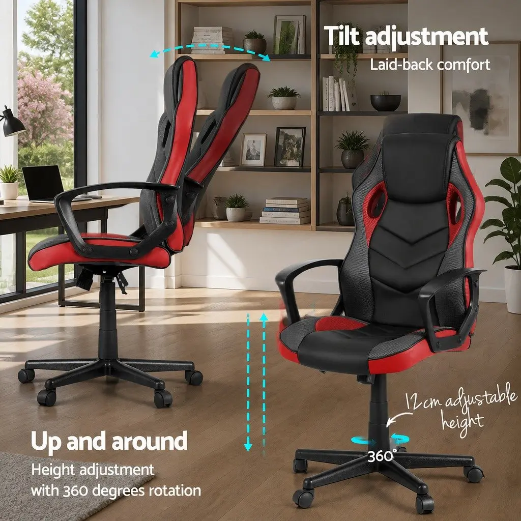 Gaming Office Chair High Back Adjustable Swivel Tilt Red