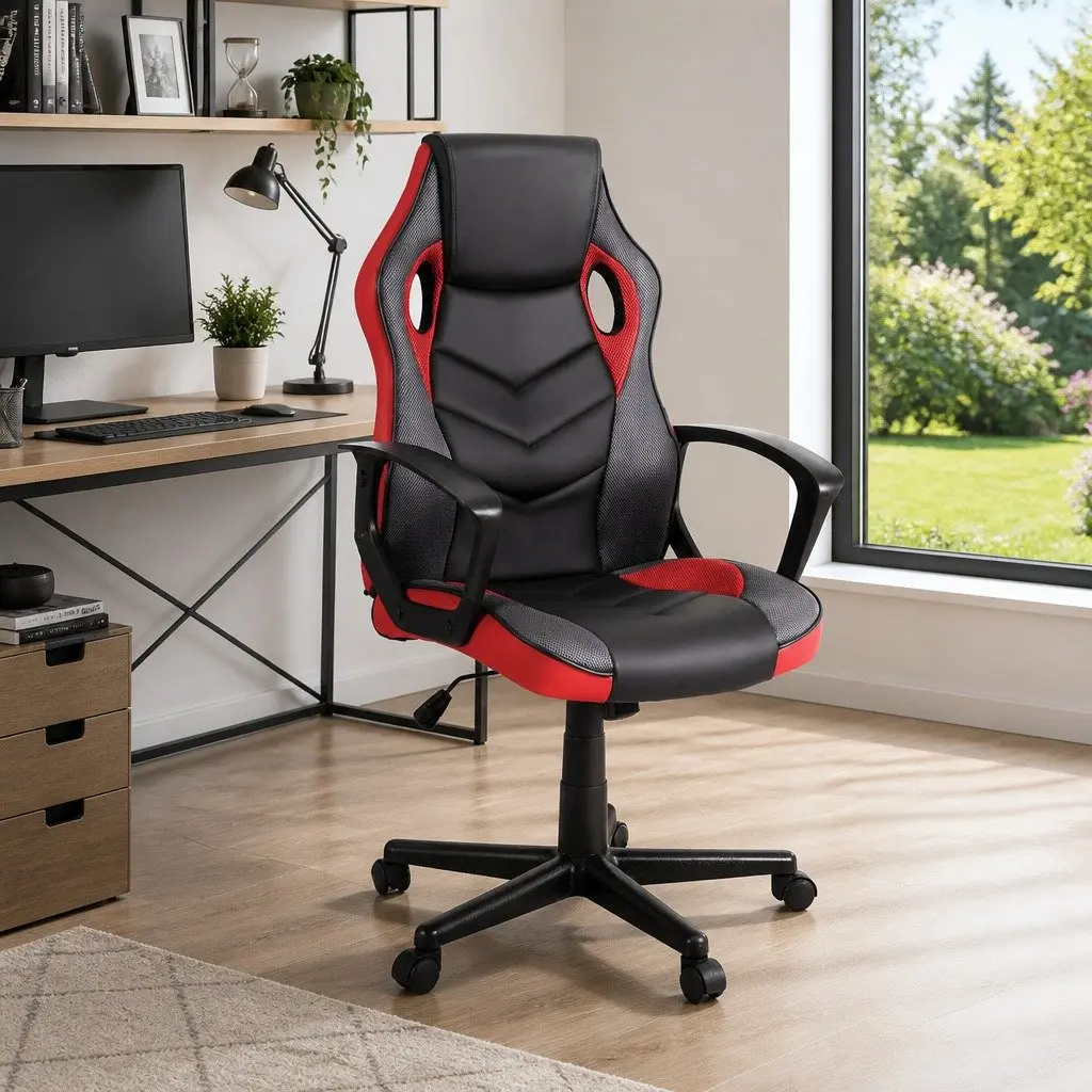 Gaming Office Chair High Back Adjustable Swivel Tilt Red