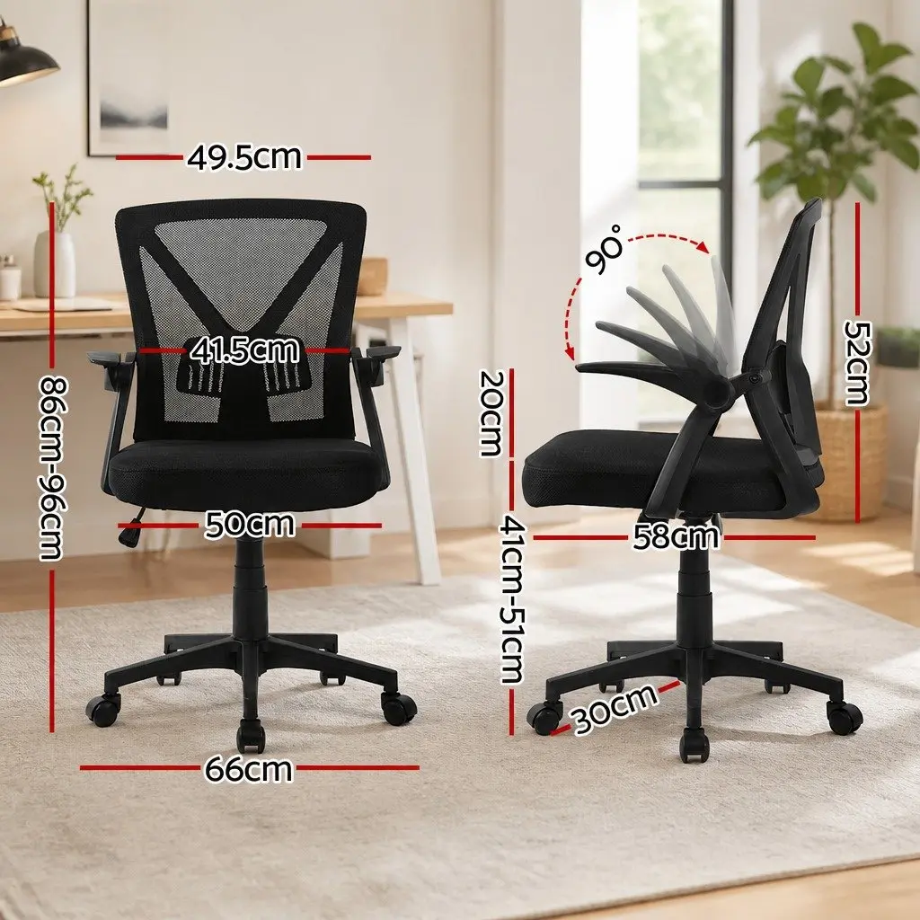 Mesh Office Chair Mid Back Black 2 Pack Ergonomic Adjustable Lumbar Support