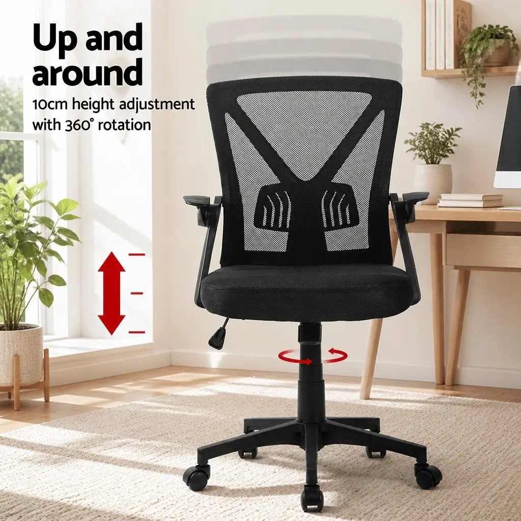 Mesh Office Chair Mid Back Black 2 Pack Ergonomic Adjustable Lumbar Support