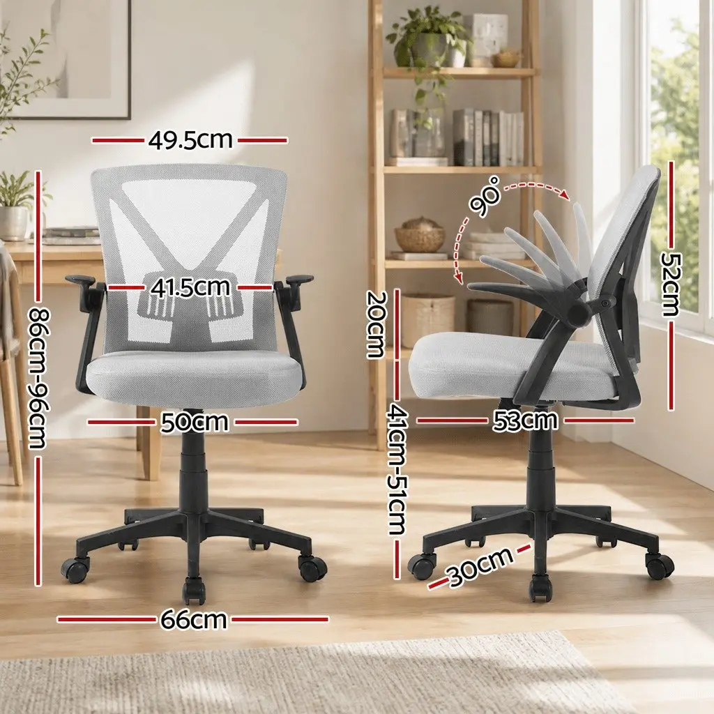 Mesh Office Chair Ergonomic Adjustable Height Grey Mid Back with Lumbar Support