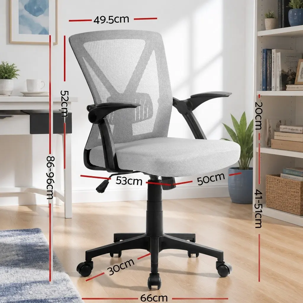 Office Chair Ergonomic Mid Back Adjustable Lumbar Support Grey