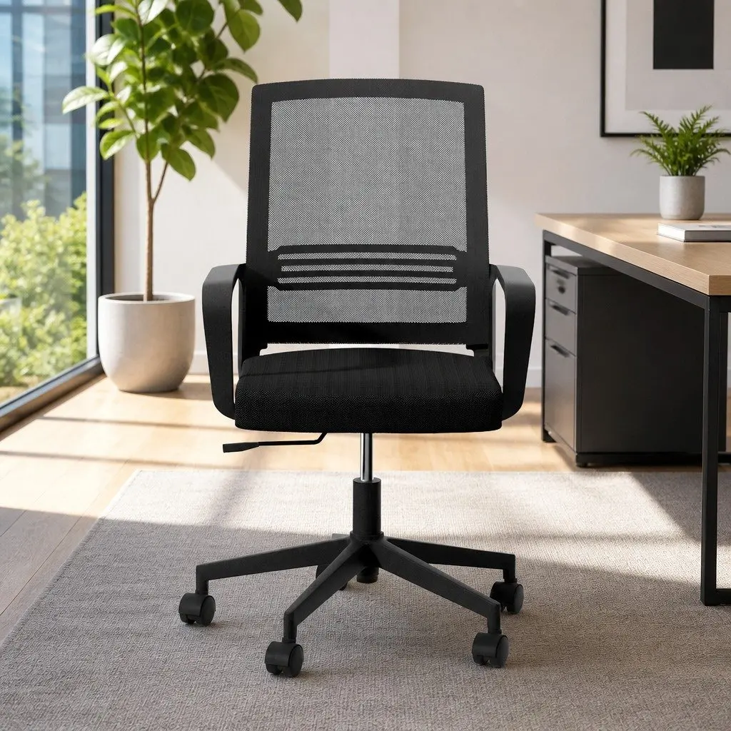 Mesh Office Chair Mid Back for Work Study Gaming Black