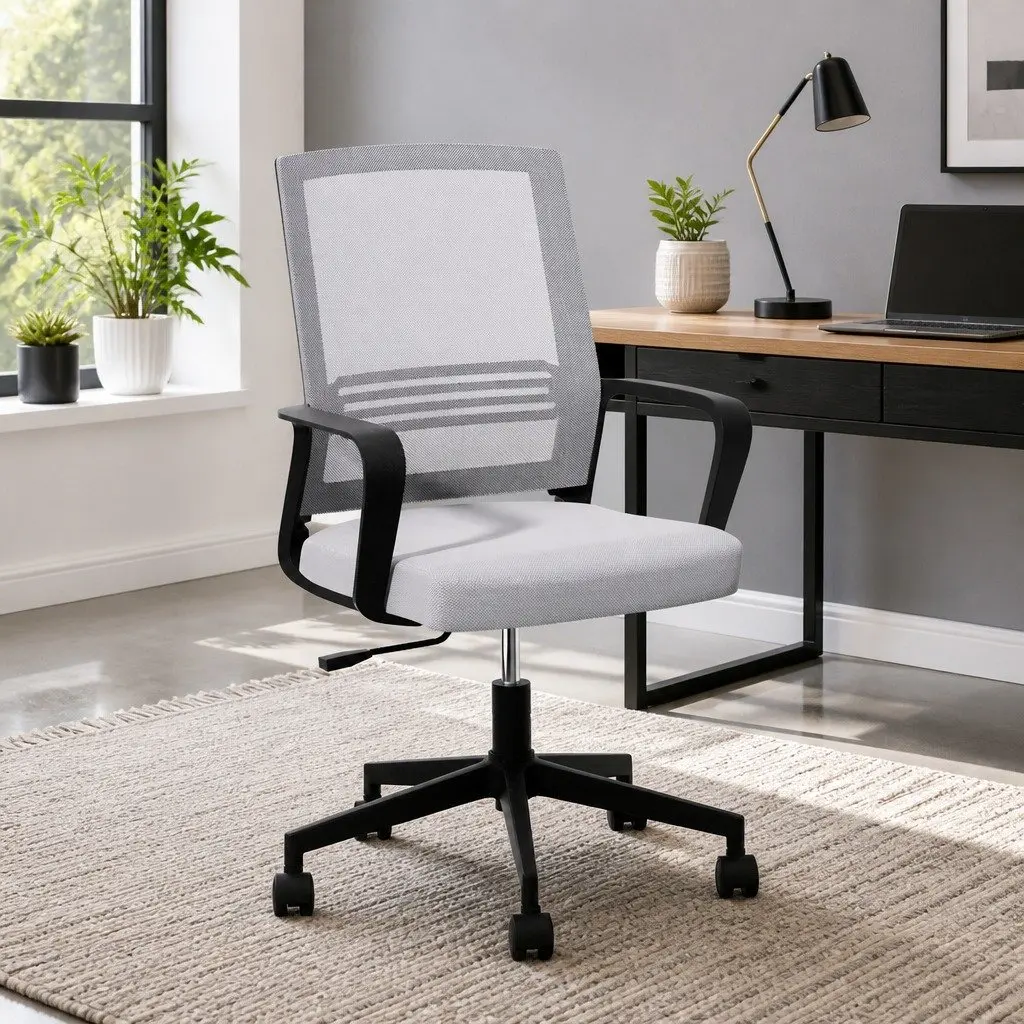 Office Chair Mesh Mid Back Grey
