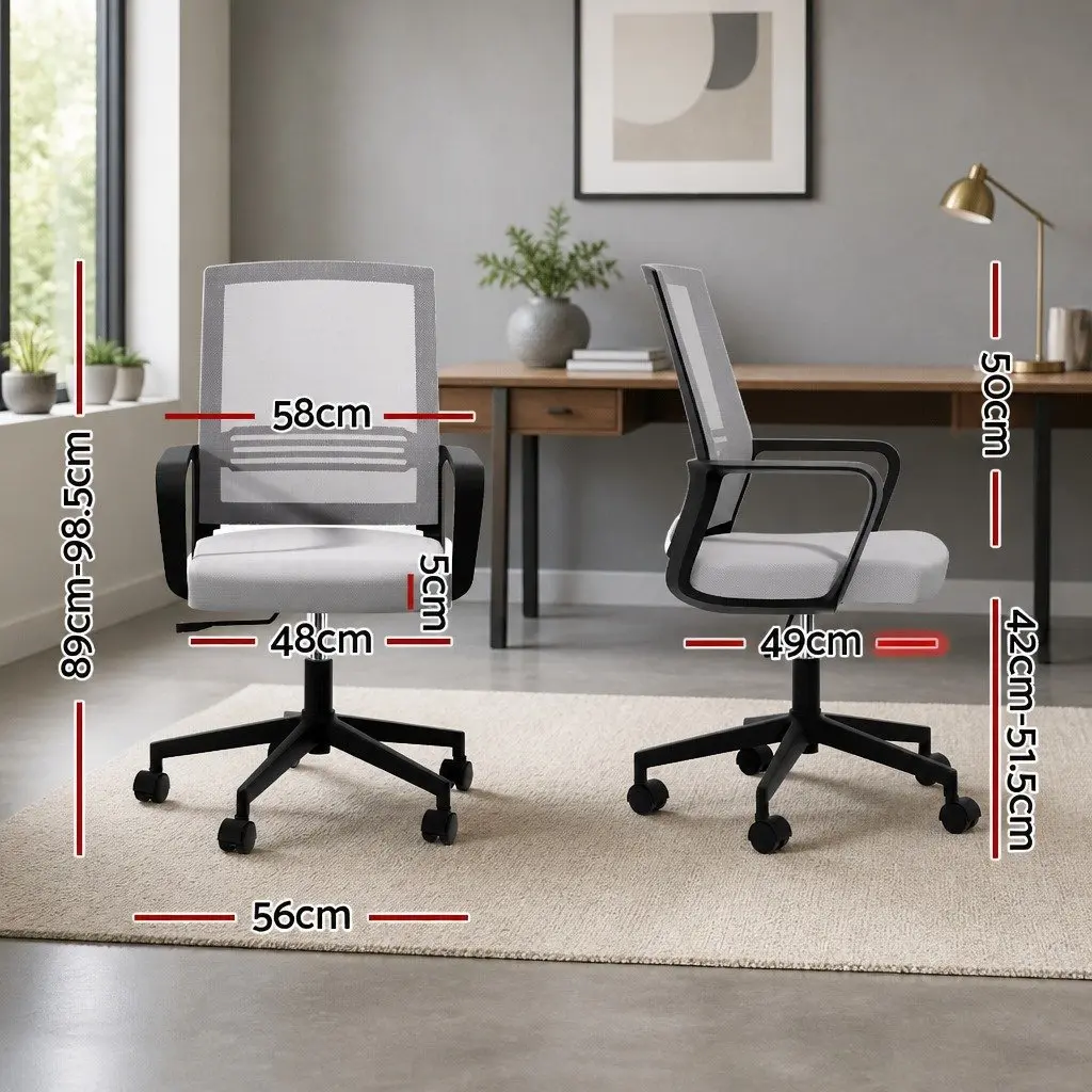 Office Chair Mesh Mid Back Grey