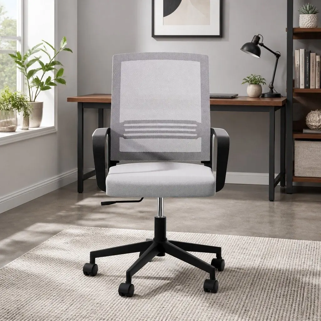 Office Chair Mesh Mid Back Grey