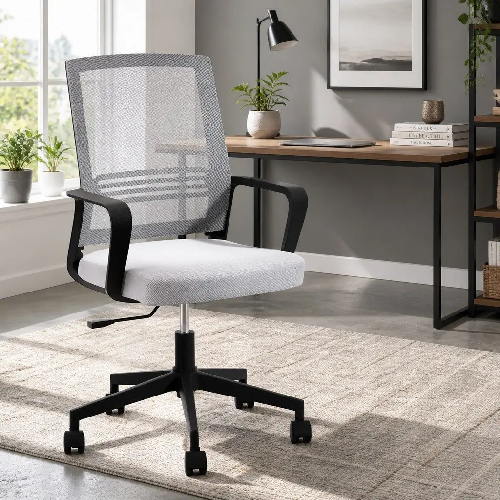 Office Chair Mesh Mid Back Grey