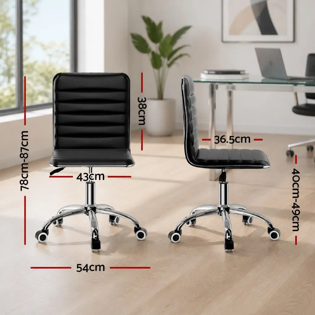Padded Low Back Swivel Desk Chair Black Office Seating