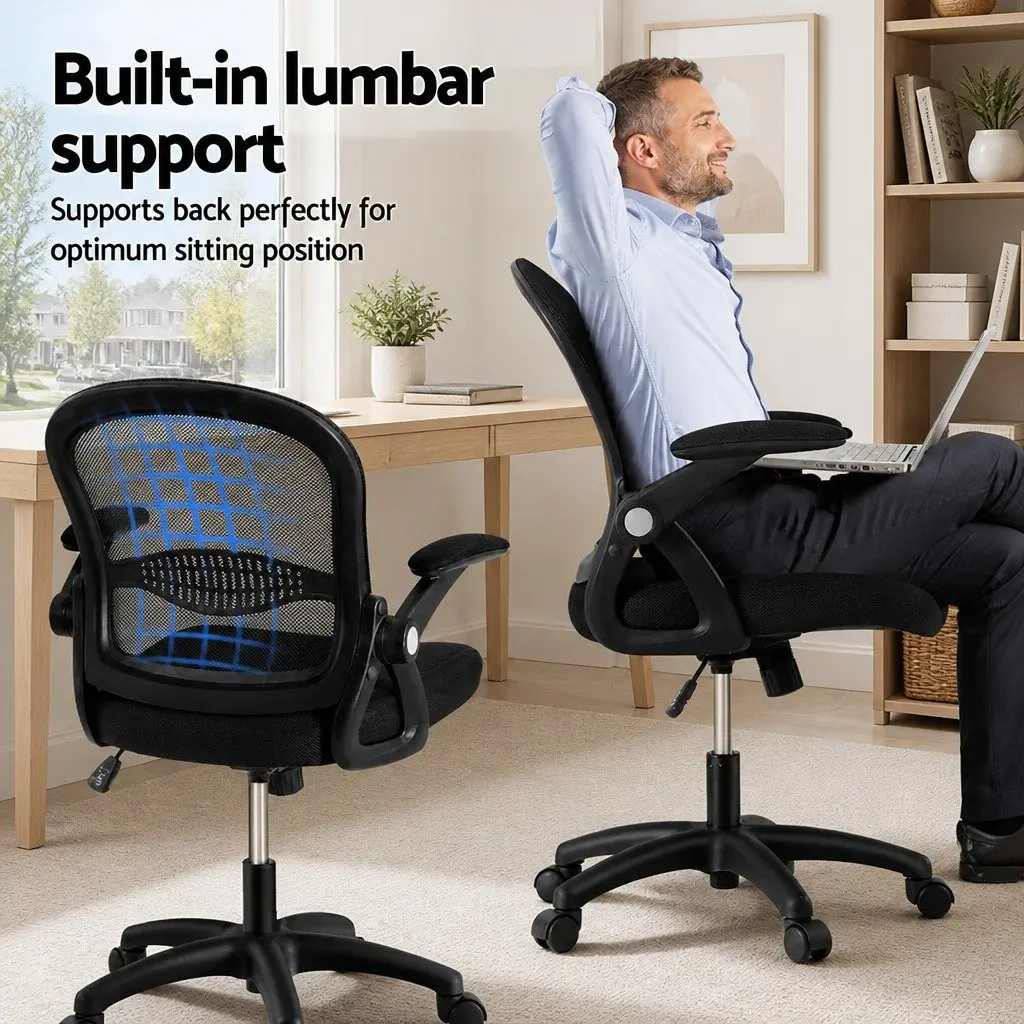 Mesh Office Chair Computer Desk Gaming Chair Mid Back Black Study Work 2x