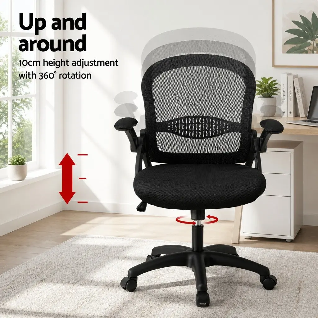 Mesh Office Chair Black Mid Back Computer Gaming Desk Work Study Adjustable