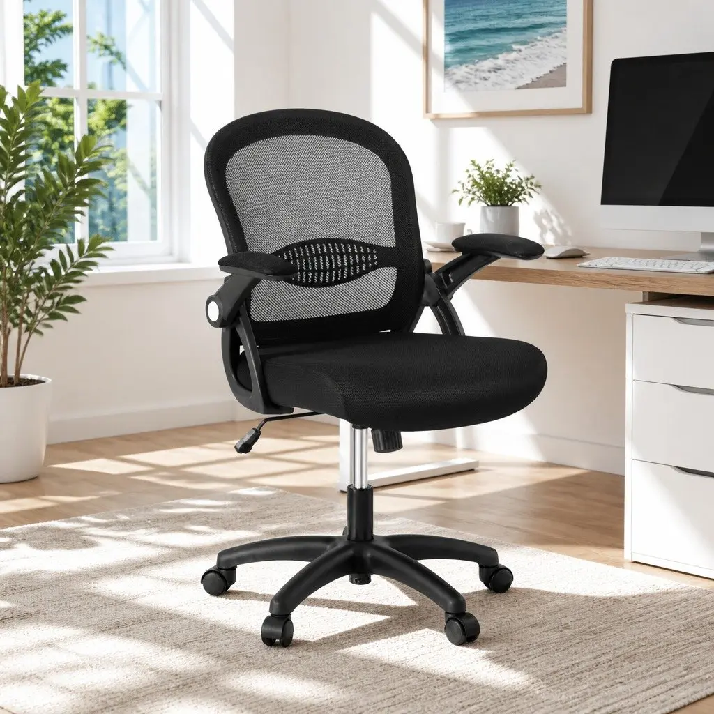 Mesh Office Chair Black Mid Back Computer Gaming Desk Work Study Adjustable